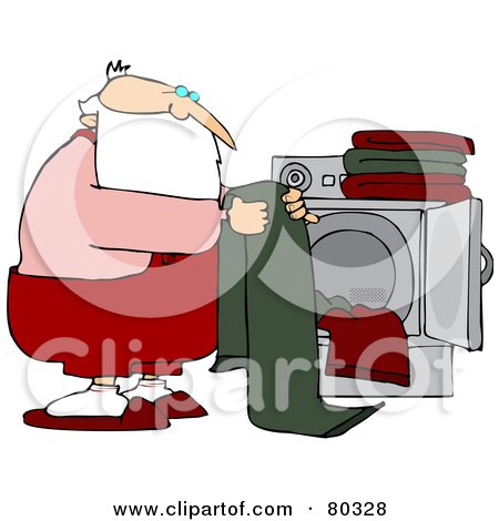 Royalty-Free (RF) Stock Illustration of Santa Folding Laundry By A Dryer by djart