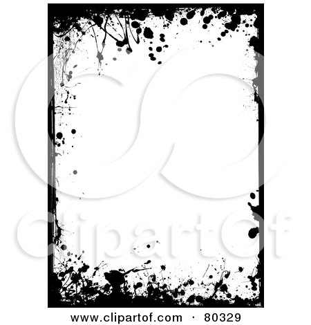 Royalty-Free (RF) Clipart Illustration of a Black And White Ink Splatter Border by michaeltravers