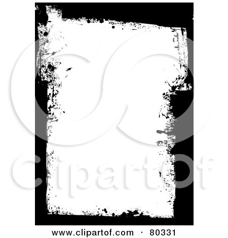 Royalty-Free (RF) Clipart Illustration of a Black And White Border Of Paint Strokes And Splatters by michaeltravers