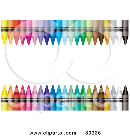 Royalty-Free (RF) Clipart Illustration of a White Text Box With Upper And Lower Colorful Crayon Borders by michaeltravers