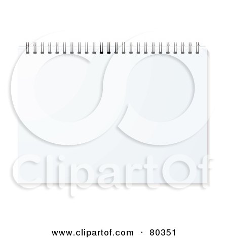 Royalty-Free (RF) Clipart Illustration of a White Spiral Notebook With Blank Pages In Landscape Format by michaeltravers