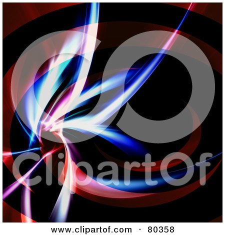 Royalty-Free (RF) Clipart Illustration of a Flare Of Light In A Spiraling Red Swoosh On Black by Arena Creative