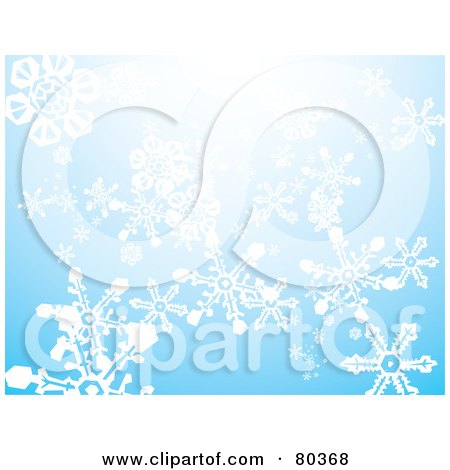 Royalty-Free (RF) Stock Illustration of a Bright Blue Winter Background Of Falling Snowflakes by xunantunich
