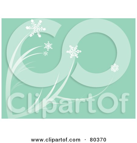 Royalty-Free (RF) Stock Illustration of a Green Winter Background Of Snowflakes And Branches by xunantunich