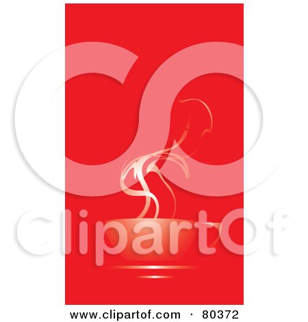 Royalty-Free (RF) Stock Illustration of a Red Cup Of Steamy Coffee On A Saucer Over Red by xunantunich