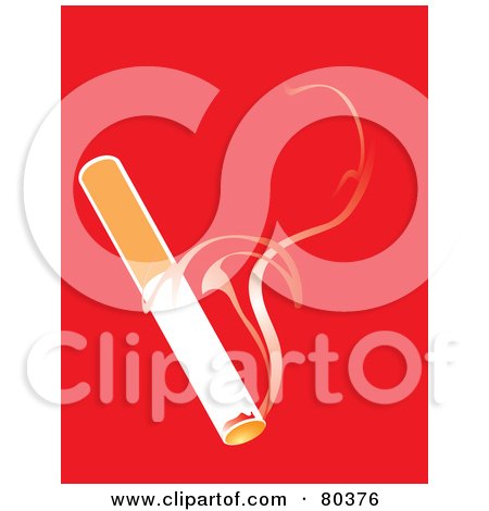 Royalty-Free (RF) Stock Illustration of a Smoking Cigarette On Red by xunantunich