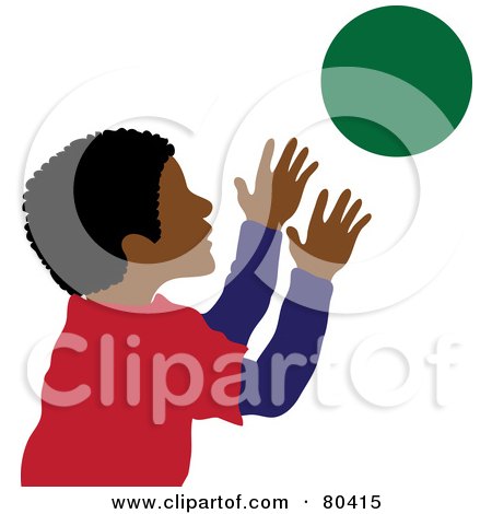 Royalty-Free (RF) Clipart Illustration of a Hispanic Boy Catching A Ball by Pams Clipart