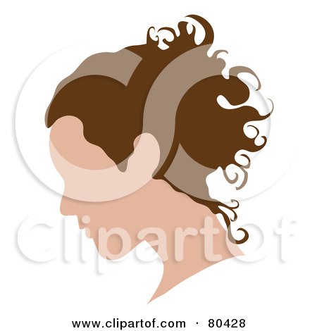 Royalty-Free (RF) Clipart Illustration of a Profiled Caucasian Woman's Head by Pams Clipart