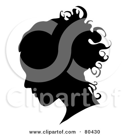 Royalty-Free (RF) Clipart Illustration of a Black Silhouette Of A Woman's Profiled Face On White by Pams Clipart