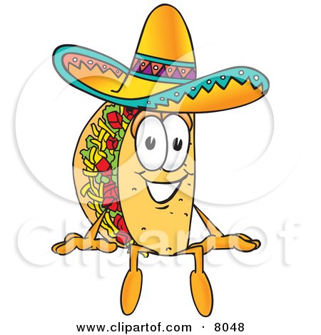 Clipart Picture of a Taco Mascot Cartoon Character Sitting by Mascot Junction