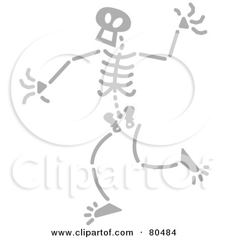 Royalty-Free (RF) Clipart Illustration of a Happy Walking Gray Skeleton by Zooco