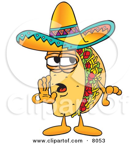 Clipart Picture of a Taco Mascot Cartoon Character Whispering and Gossiping by Mascot Junction