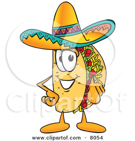 Clipart Picture of a Taco Mascot Cartoon Character Pointing at the Viewer by Mascot Junction