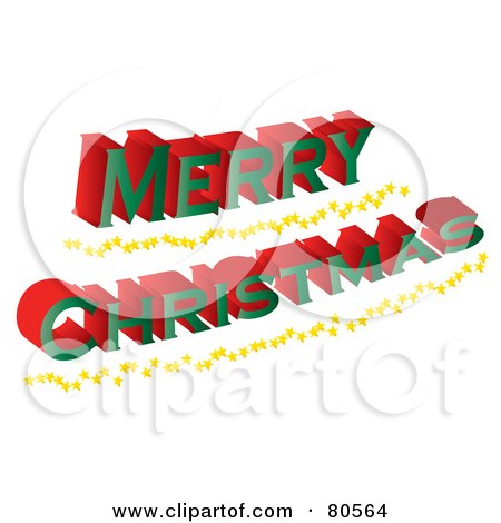 Royalty-Free (RF) Clipart Illustration of 3d Red And Green Merry Christmas Text by Pams Clipart