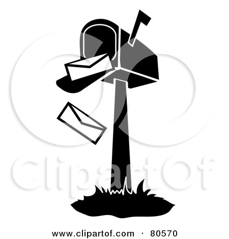 Royalty-Free (RF) Clipart Illustration of Envelopes Falling Out Of An Open Mailbox - Version 5 by Pams Clipart