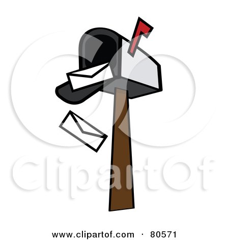 Royalty-Free (RF) Clipart Illustration of Envelopes Falling Out Of An Open Mailbox - Version 1 by Pams Clipart
