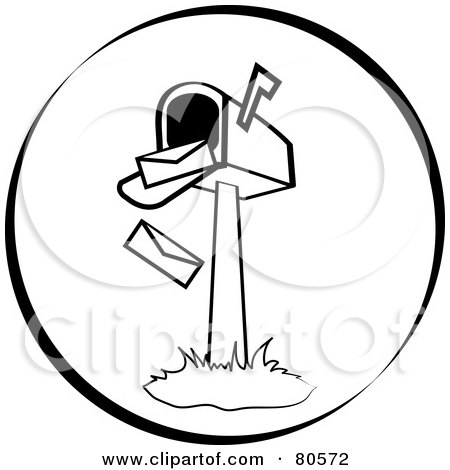 Royalty-Free (RF) Clipart Illustration of Envelopes Falling Out Of An Open Mailbox - Version 4 by Pams Clipart