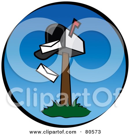 Royalty-Free (RF) Clipart Illustration of Envelopes Falling Out Of An Open Mailbox - Version 3 by Pams Clipart