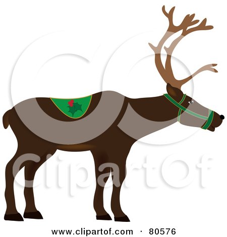Royalty-Free (RF) Clipart Illustration of a Brown Profiled Christmas Reindeer by Pams Clipart