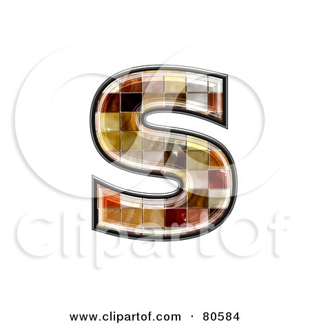 Royalty-Free (RF) Clipart Illustration of a Ceramic Tile Symbol; Lowercase Letter s by chrisroll