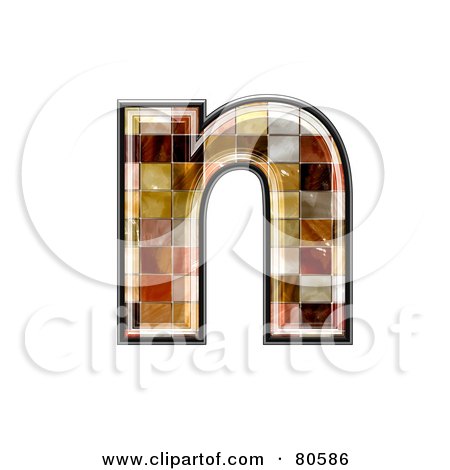 Royalty-Free (RF) Clipart Illustration of a Ceramic Tile Symbol; Lowercase Letter n by chrisroll