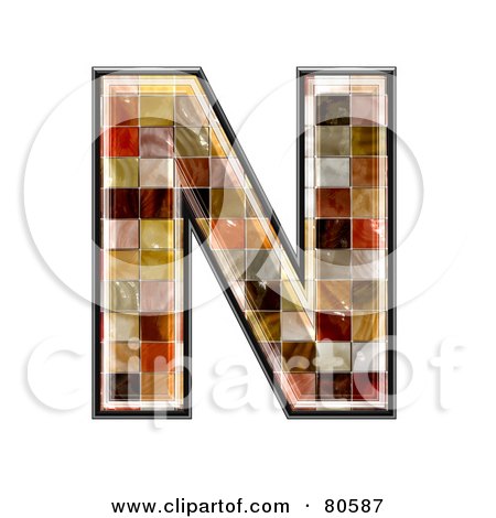 Royalty-Free (RF) Clipart Illustration of a Ceramic Tile Symbol; Capitol Letter N by chrisroll