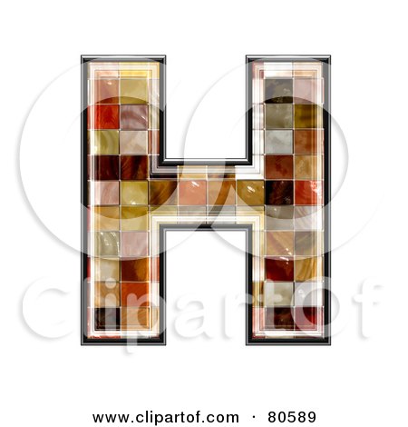 Royalty-Free (RF) Clipart Illustration of a Ceramic Tile Symbol; Capitol Letter H by chrisroll