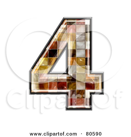 Royalty-Free (RF) Clipart Illustration of a Ceramic Tile Symbol; Number 4 by chrisroll