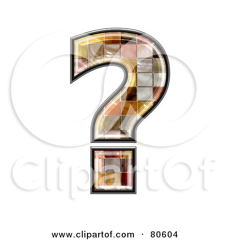 Royalty-Free (RF) Clipart Illustration of a Ceramic Tile Symbol; Question Mark by chrisroll