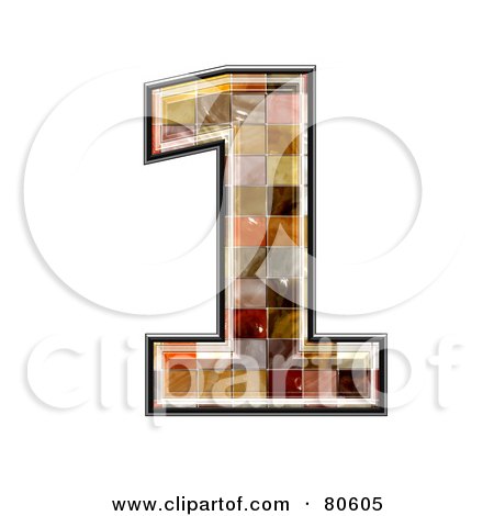 Royalty-Free (RF) Clipart Illustration of a Ceramic Tile Symbol; Number 1 by chrisroll