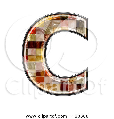 Royalty-Free (RF) Clipart Illustration of a Ceramic Tile Symbol; Capitol Letter C by chrisroll