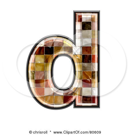 Royalty-Free (RF) Clipart Illustration of a Ceramic Tile Symbol; Lowercase Letter d by chrisroll