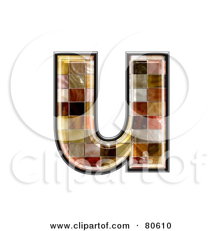 Royalty-Free (RF) Clipart Illustration of a Ceramic Tile Symbol; Lowercase Letter u by chrisroll