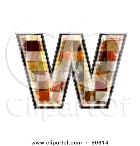 Royalty-Free (RF) Clipart Illustration of a Ceramic Tile Symbol; Lowercase Letter w by chrisroll