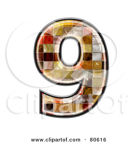 Royalty-Free (RF) Clipart Illustration of a Ceramic Tile Symbol; Number 9 by chrisroll