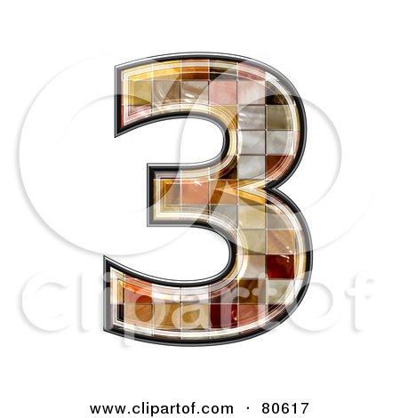 Royalty-Free (RF) Clipart Illustration of a Ceramic Tile Symbol; Number 3 by chrisroll