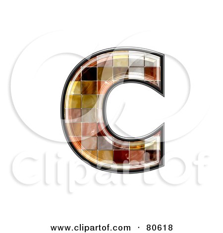 Royalty-Free (RF) Clipart Illustration of a Ceramic Tile Symbol; Lowercase Letter c by chrisroll