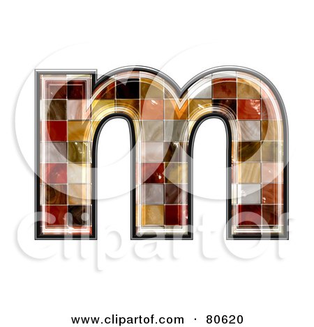 Royalty-Free (RF) Clipart Illustration of a Ceramic Tile Symbol; Lowercase Letter m by chrisroll