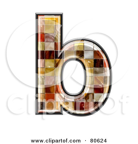 Royalty-Free (RF) Clipart Illustration of a Ceramic Tile Symbol; Lowercase Letter b by chrisroll