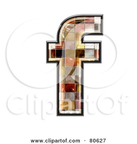 Royalty-Free (RF) Clipart Illustration of a Ceramic Tile Symbol; Lowercase Letter f by chrisroll