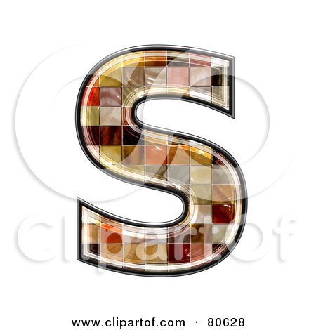 Royalty-Free (RF) Clipart Illustration of a Ceramic Tile Symbol; Capitol Letter S by chrisroll