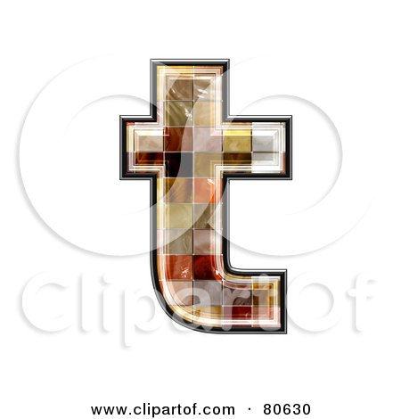 Royalty-Free (RF) Clipart Illustration of a Ceramic Tile Symbol; Lowercase Letter t by chrisroll