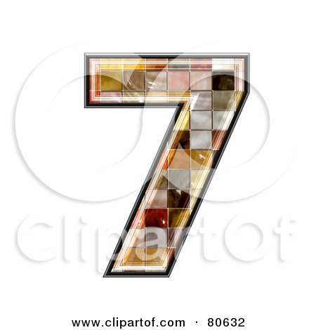 Royalty-Free (RF) Clipart Illustration of a Ceramic Tile Symbol; Number 7 by chrisroll