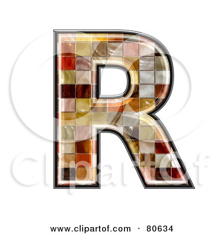 Royalty-Free (RF) Clipart Illustration of a Ceramic Tile Symbol; Capitol Letter R by chrisroll
