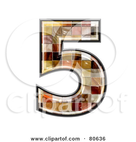 Royalty-Free (RF) Clipart Illustration of a Ceramic Tile Symbol; Number 5 by chrisroll