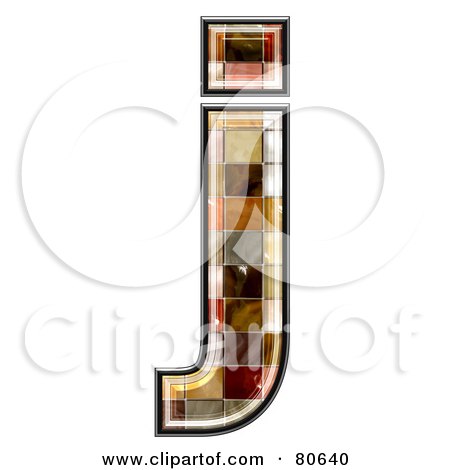 Royalty-Free (RF) Clipart Illustration of a Ceramic Tile Symbol; Lowercase Letter j by chrisroll