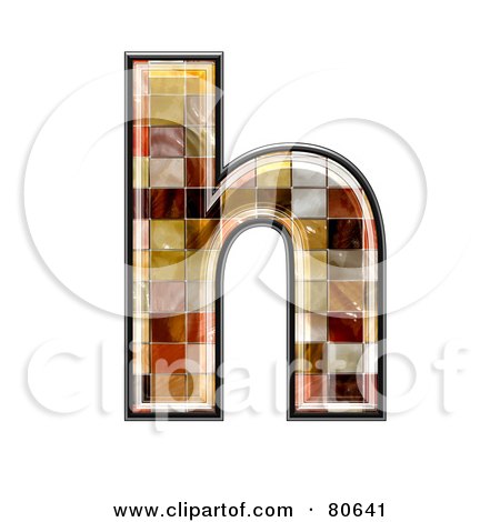 Royalty-Free (RF) Clipart Illustration of a Ceramic Tile Symbol; Lowercase Letter h by chrisroll