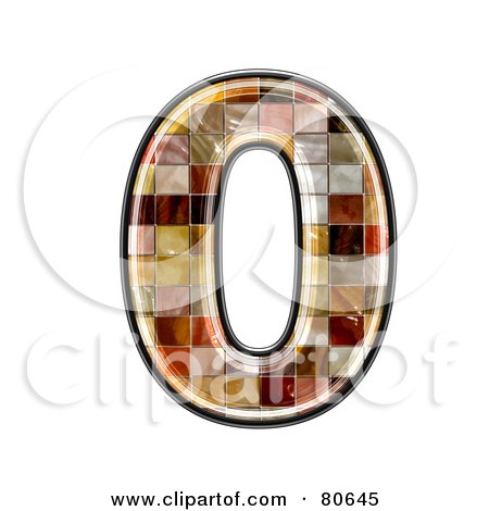 Royalty-Free (RF) Clipart Illustration of a Ceramic Tile Symbol; Number 0 by chrisroll