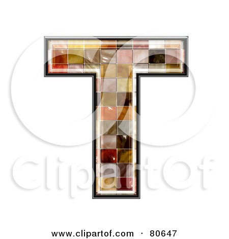 Royalty-Free (RF) Clipart Illustration of a Ceramic Tile Symbol; Capitol Letter T by chrisroll