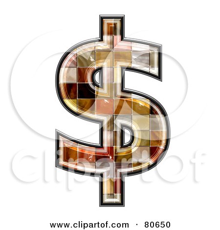 Royalty-Free (RF) Clipart Illustration of a Ceramic Tile Symbol; Dollar by chrisroll